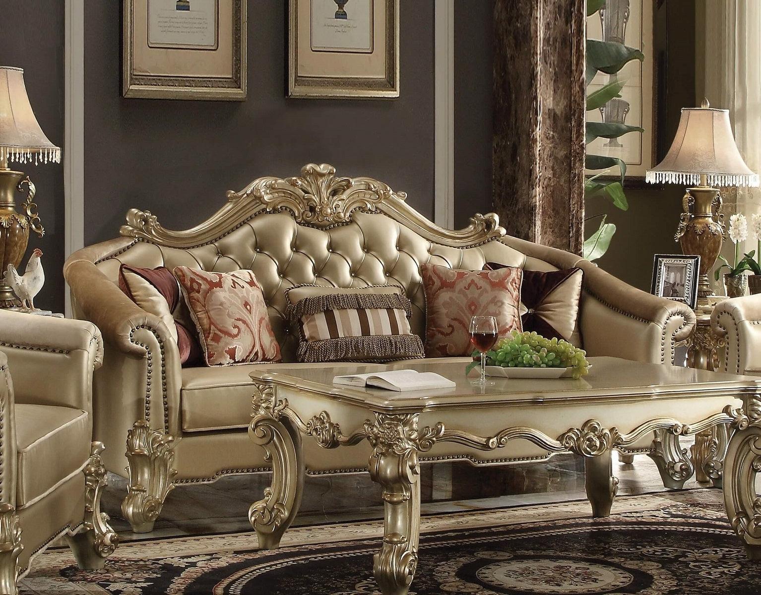 Acme Dresden Sofa in Gold Patina 53120 - Ideal Furniture (Fresno,CA)