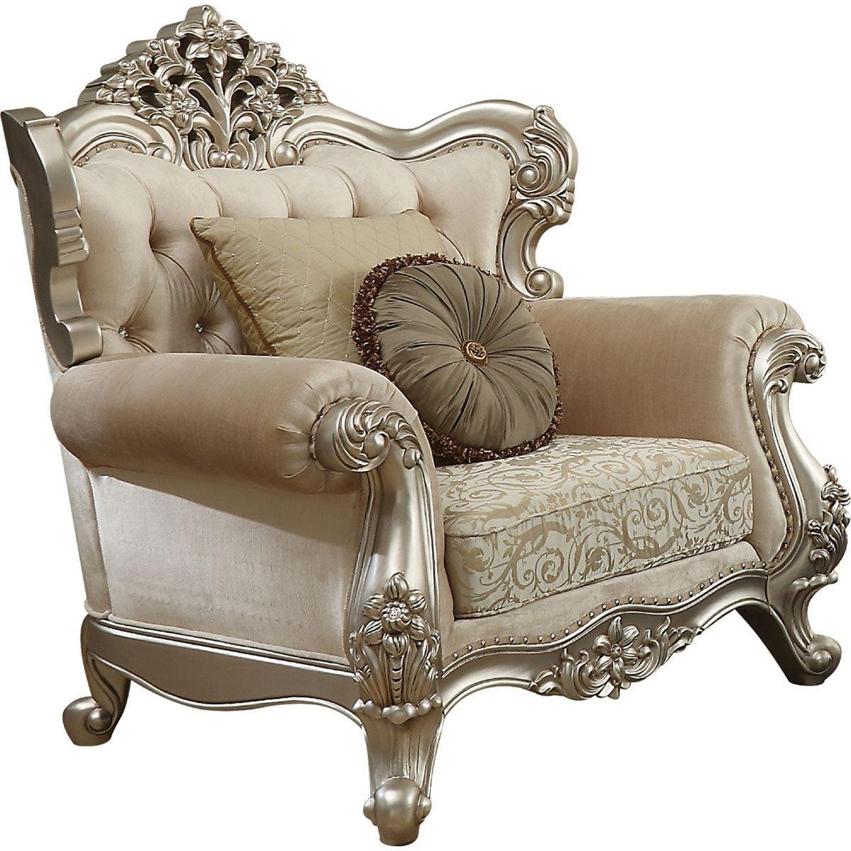 Acme Furniture Bently Chair with 2 Pillows in Champagne 50662 - Ideal Furniture (Fresno,CA)