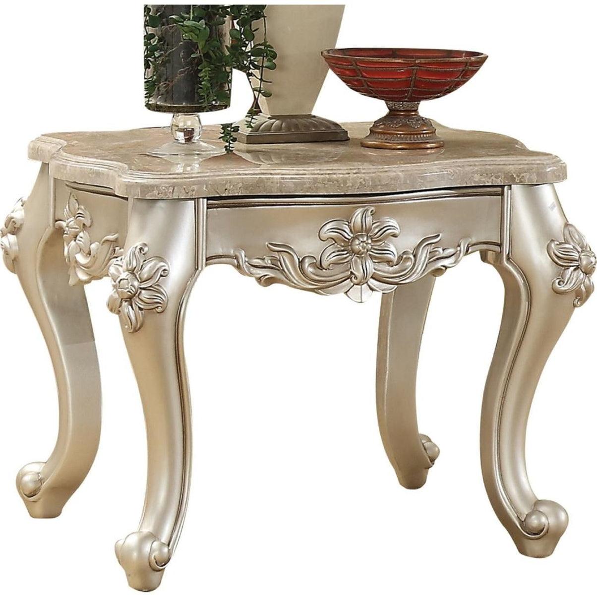 Acme Furniture Bently End Table in Marble/Champagne 81667 - Ideal Furniture (Fresno,CA)