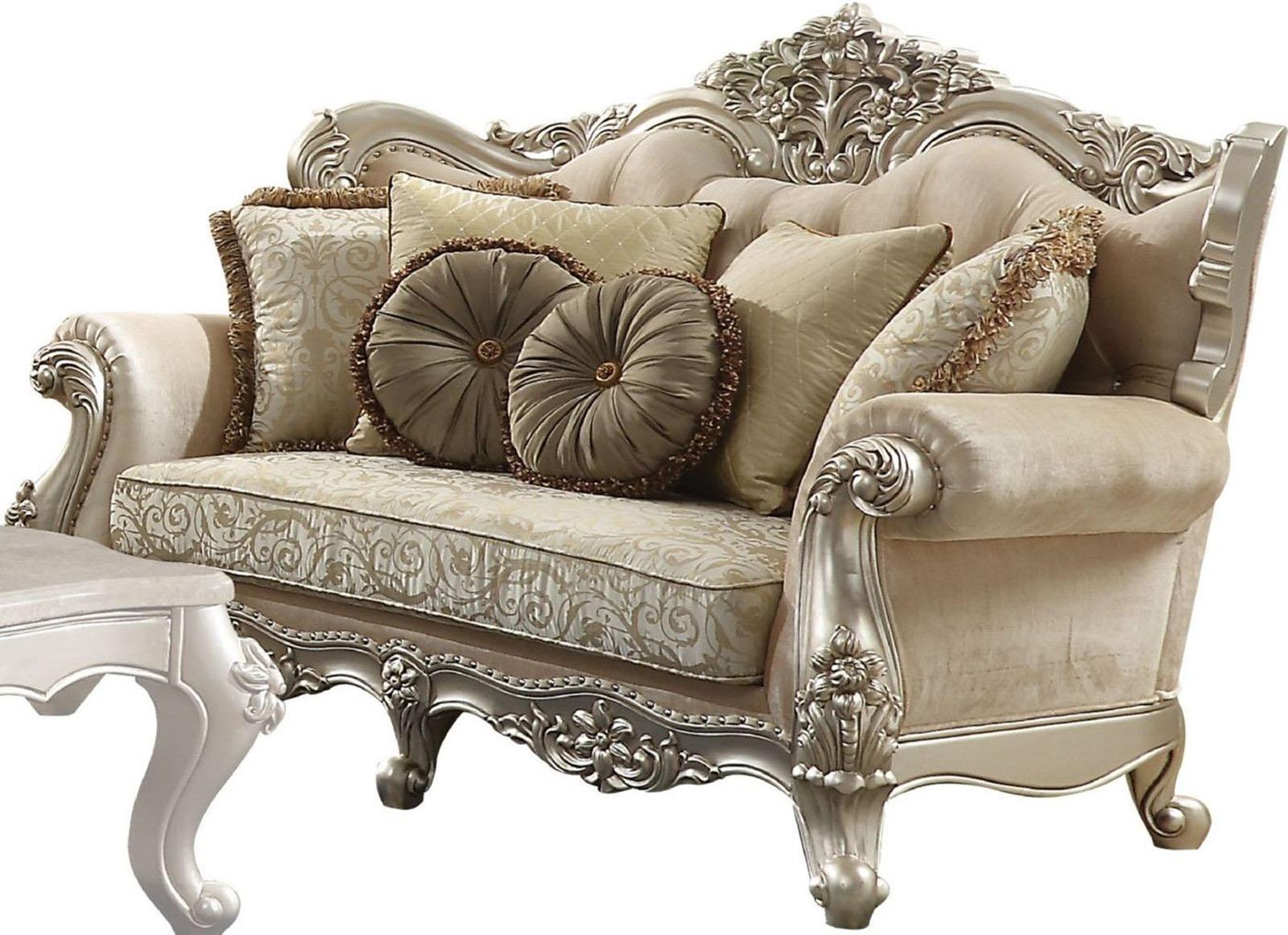 Acme Furniture Bently Loveseat with 5 Pillows in Champagne 50661 - Ideal Furniture (Fresno,CA)