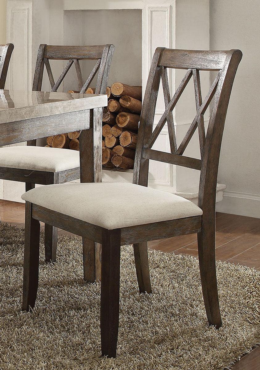 Acme Furniture Claudia Side Chair in Beige and Brown (Set of 2) 71717 - Ideal Furniture (Fresno,CA)