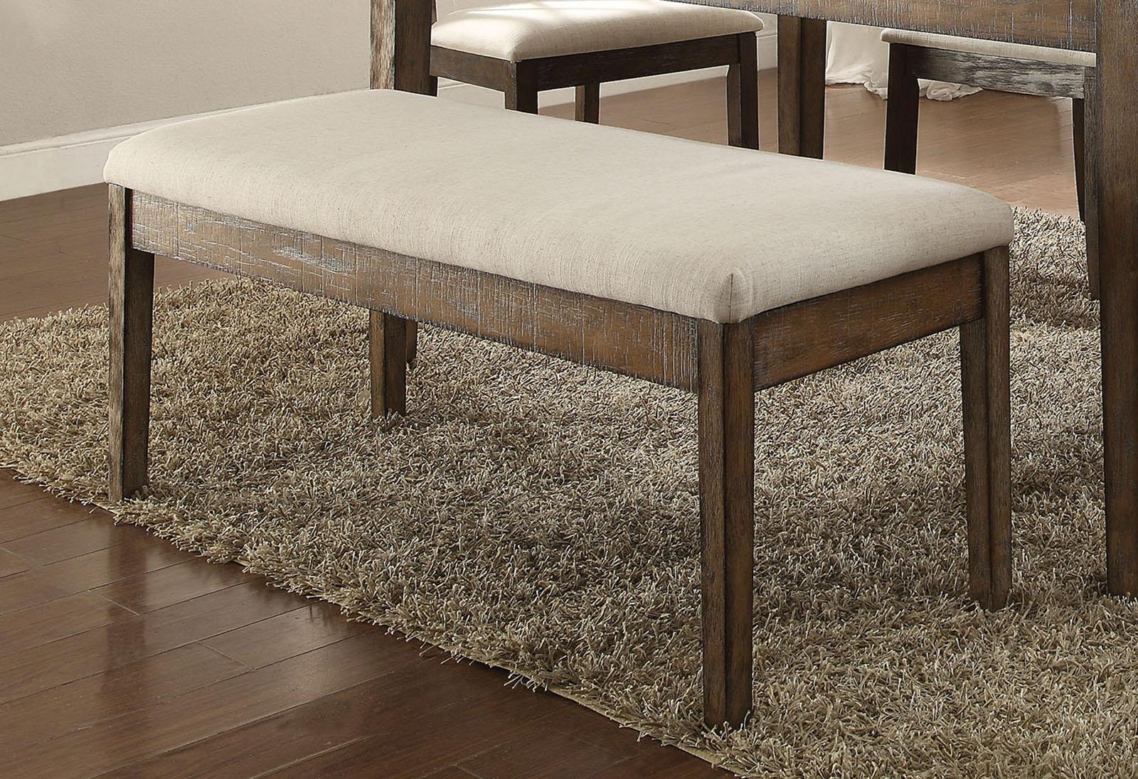 Acme Furniture Claudia Upholstered Bench in Beige and Brown 71718 - Ideal Furniture (Fresno,CA)