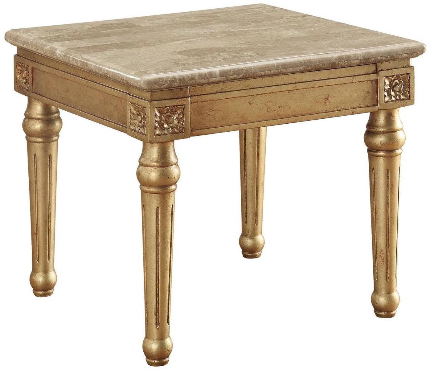 Acme Furniture Daesha End Table in Marble/Antique Gold 81717 - Ideal Furniture (Fresno,CA)
