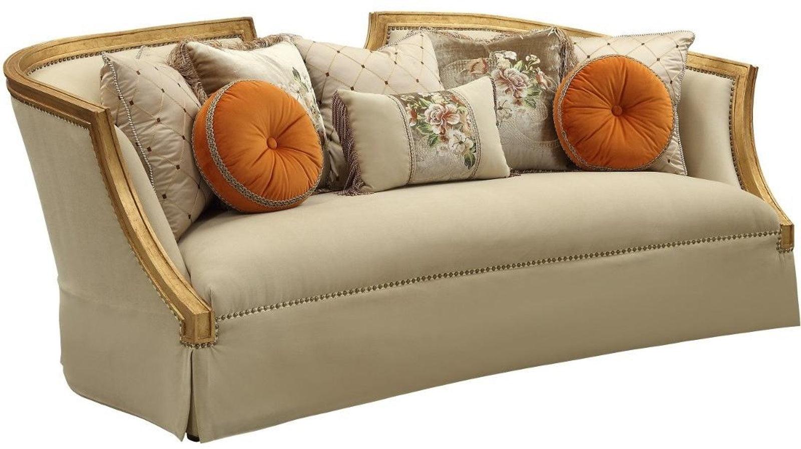 Acme Furniture Daesha Sofa in Tan Flannel & Antique Gold 50835 - Ideal Furniture (Fresno,CA)