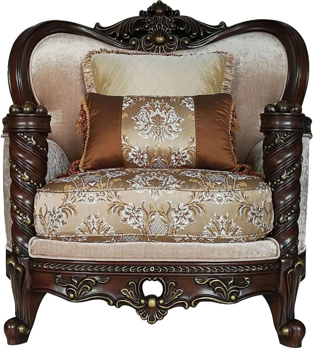 Acme Furniture Devayne Chair with 2 Pillows in Dark Walnut 50687 - Ideal Furniture (Fresno,CA)