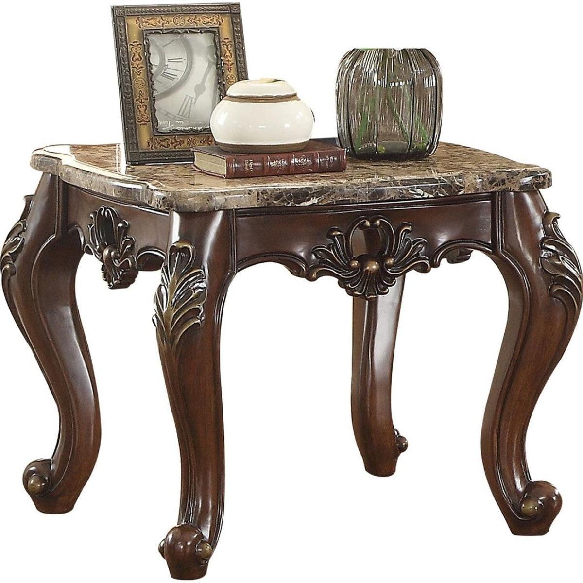 Acme Furniture Devayne End Table in Marble/Dark Walnut 81687 - Ideal Furniture (Fresno,CA)