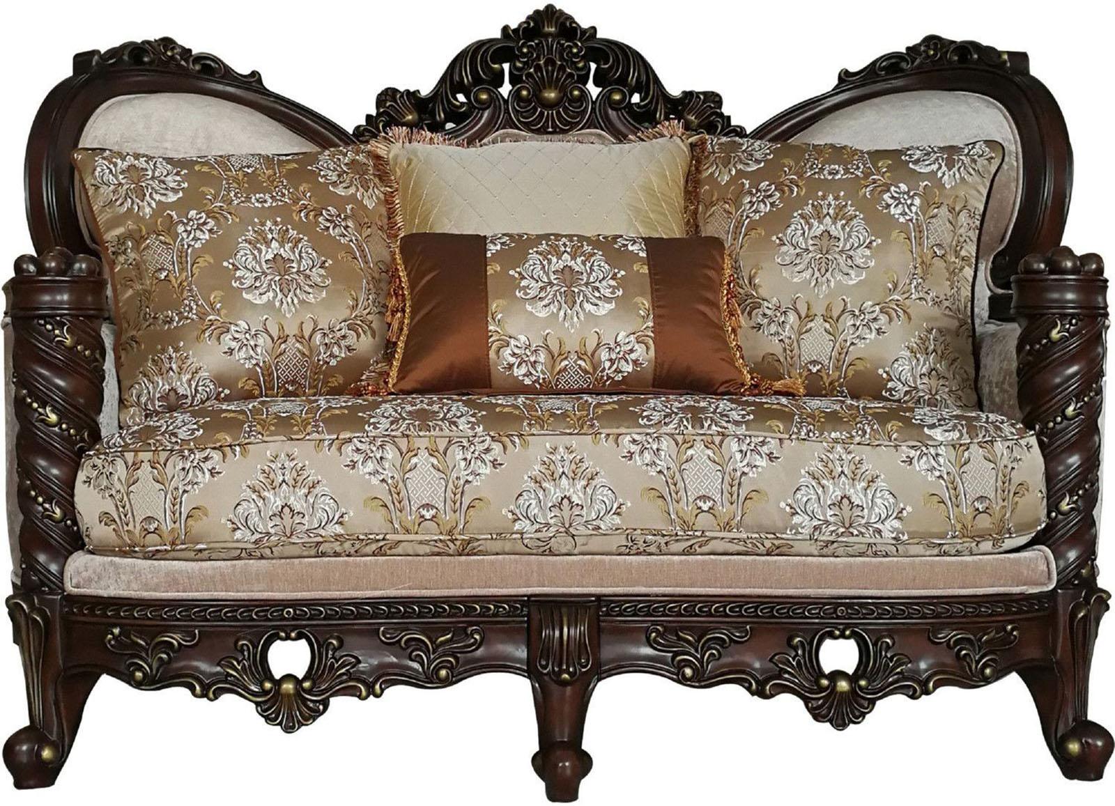 Acme Furniture Devayne Loveseat with 4 Pillows in Dark Walnut 50686 - Ideal Furniture (Fresno,CA)