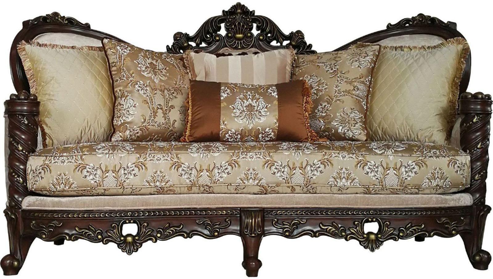Acme Furniture Devayne Sofa with 6 Pillows in Dark Walnut 50685 - Ideal Furniture (Fresno,CA)