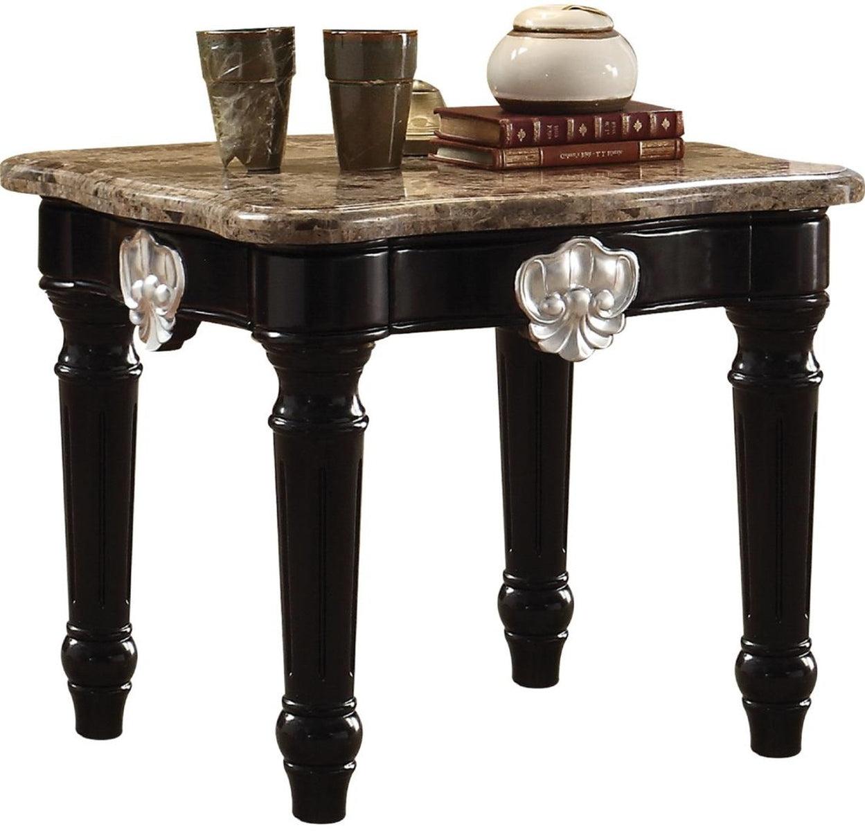 Acme Furniture Ernestine End Table in Marble/Black 82152 - Ideal Furniture (Fresno,CA)