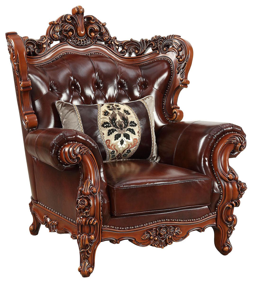 Acme Furniture Eustoma Chair in Cherry and Walnut 53067 - Ideal Furniture (Fresno,CA)
