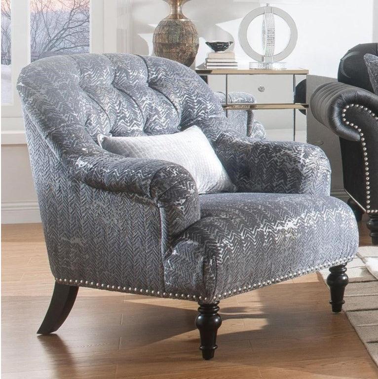 Acme Furniture Gaura Chair in Dark Gray Velvet 53092 - Ideal Furniture (Fresno,CA)