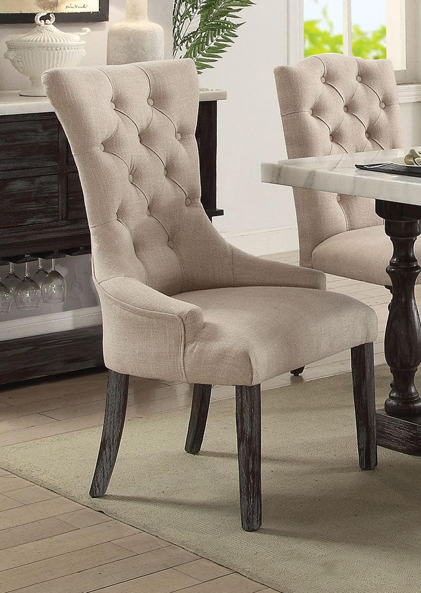 Acme Furniture Gerardo Upholstered Arm Chair in Beige and Espresso (Set of 2) 60823 - Ideal Furniture (Fresno,CA)