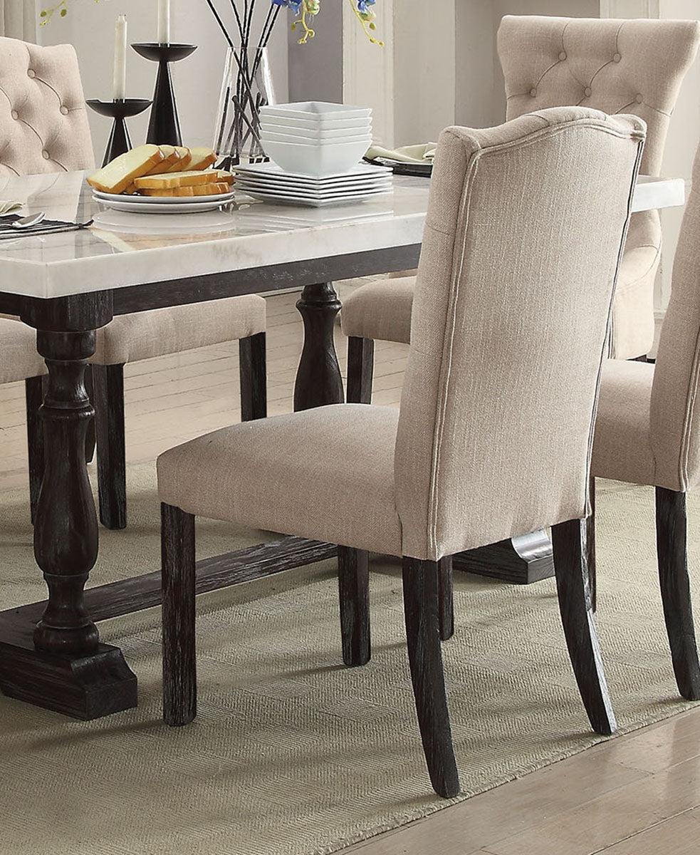 Acme Furniture Gerardo Upholstered Side Chair in Beige and Espresso (Set of 2) 60822 - Ideal Furniture (Fresno,CA)