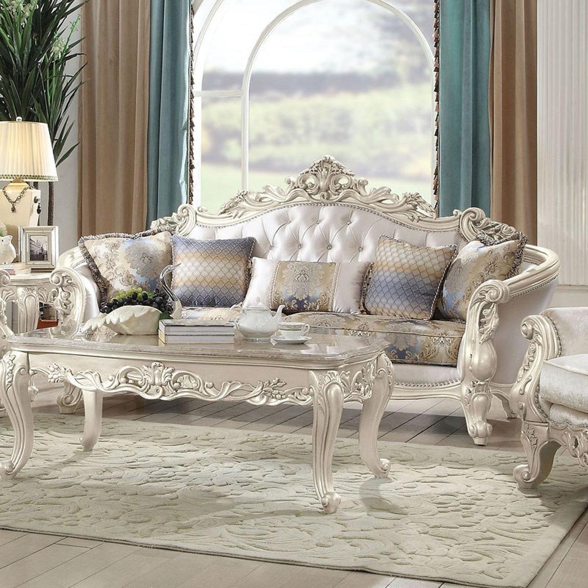 Acme Furniture Gorsedd Sofa in Antique White 52440 - Ideal Furniture (Fresno,CA)