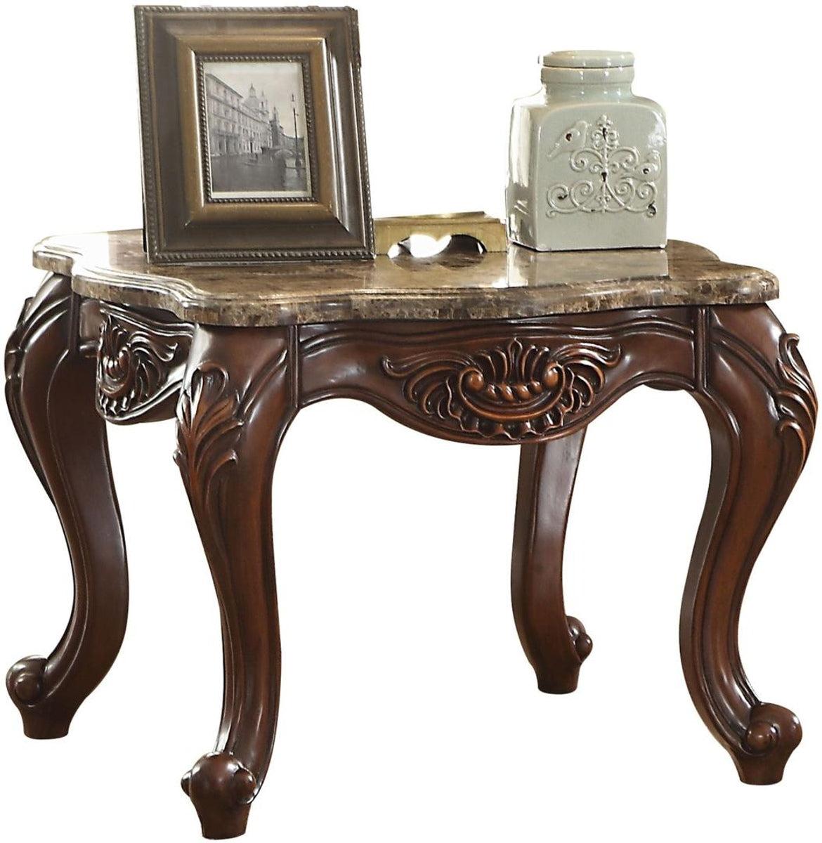 Acme Furniture Jardena End Table in Marble/Cherry Oak 81657 - Ideal Furniture (Fresno,CA)