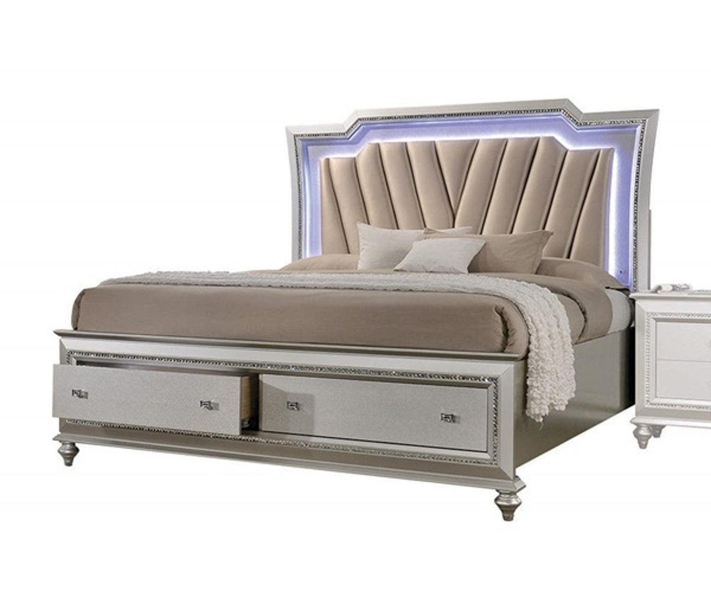 Acme Furniture Kaitlyn Queen Storage Bed in Champagne - Ideal Furniture (Fresno,CA)
