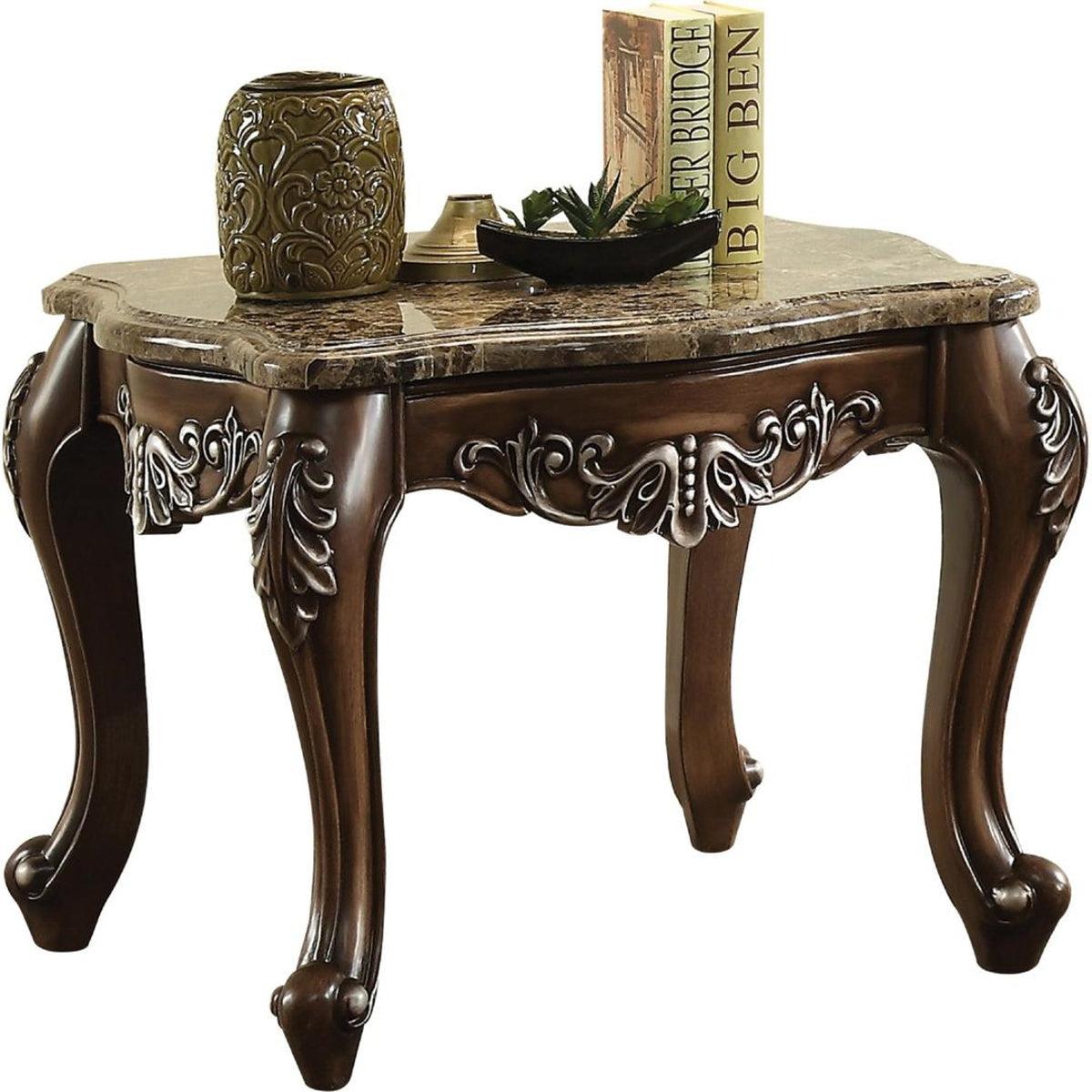 Acme Furniture Latisha End Table in Marble/Antique Oak 82147 - Ideal Furniture (Fresno,CA)