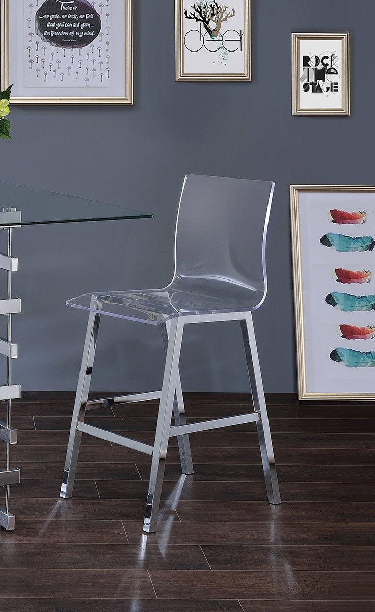 Acme Furniture Nadie Counter Height Chair in Chrome (Set of 2) 72592 - Ideal Furniture (Fresno,CA)