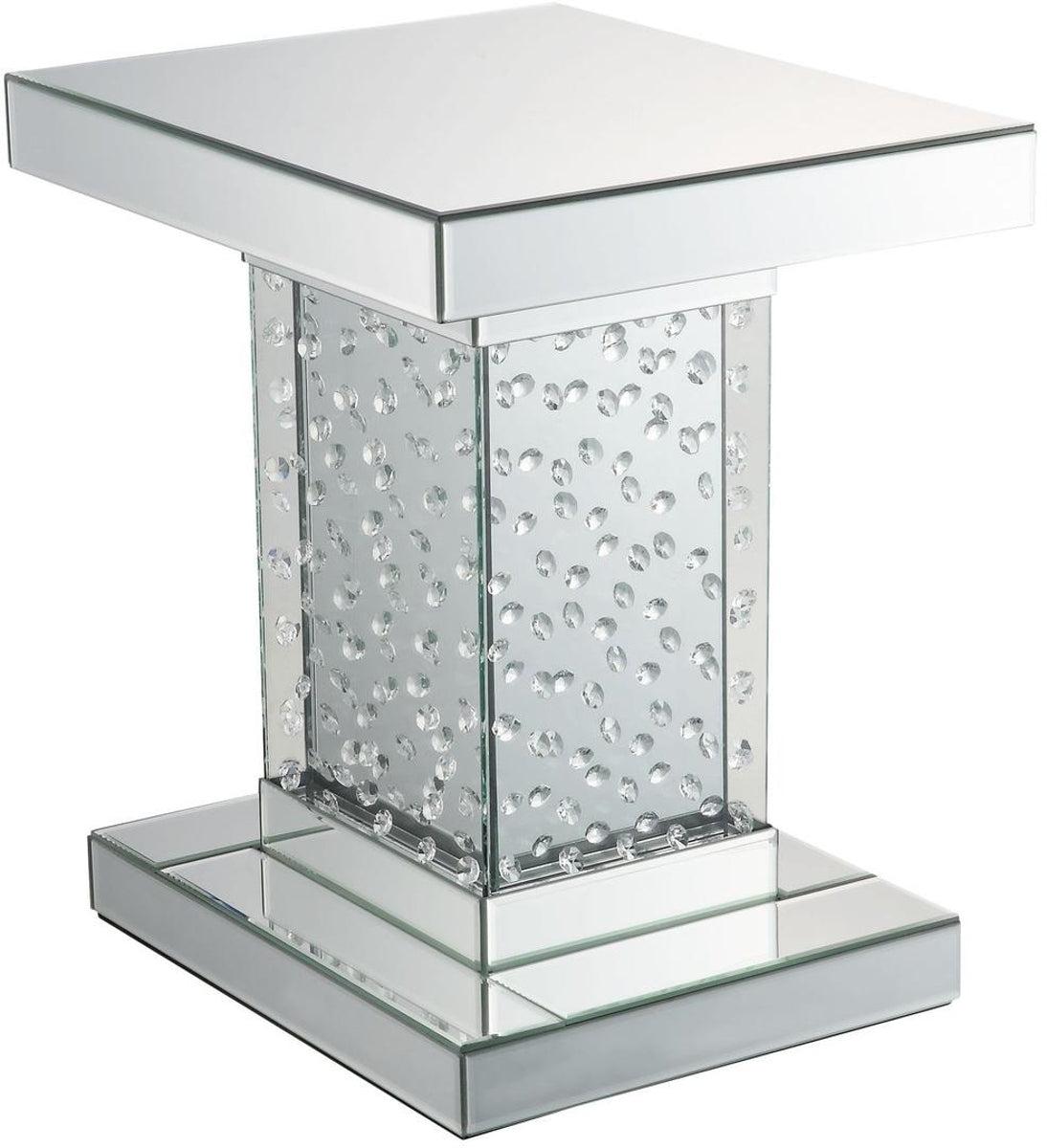 Acme Furniture Nysa End Table in Mirrored & Faux Crystals 80284 - Ideal Furniture (Fresno,CA)