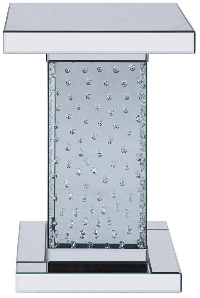 Acme Furniture Nysa End Table in Mirrored & Faux Crystals 81412 - Ideal Furniture (Fresno,CA)