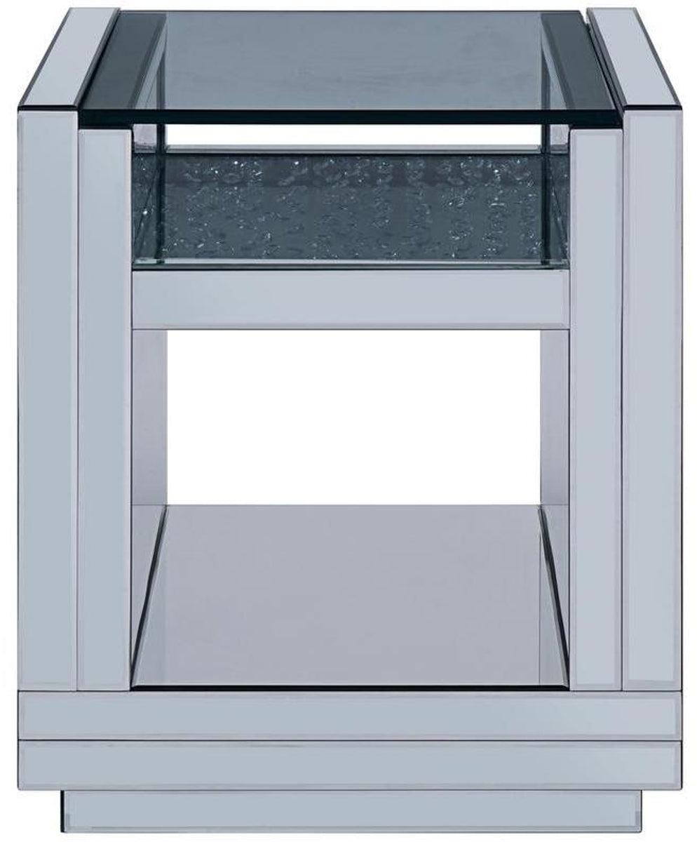 Acme Furniture Nysa End Table in Mirrored & Faux Crystals 81472 - Ideal Furniture (Fresno,CA)