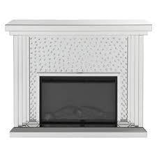 Acme Furniture Nysa Fireplace in Mirrored & Faux Crystals 90204 - Ideal Furniture (Fresno,CA)