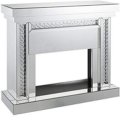 Acme Furniture Nysa Fireplace in Mirrored & Faux Crystals 90272 - Ideal Furniture (Fresno,CA)