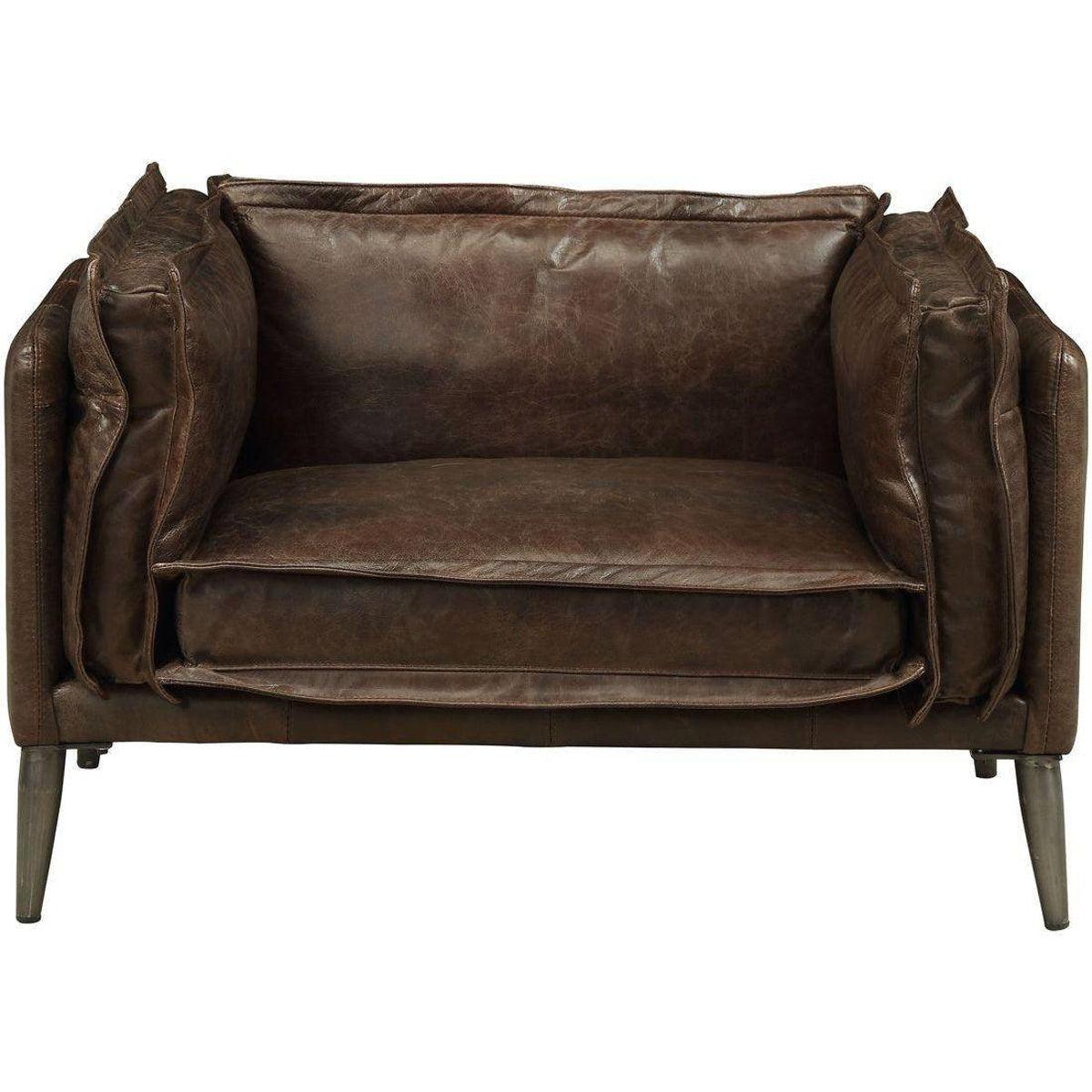 Acme Furniture Porchester Chair in Distress Chocolate 52482 - Ideal Furniture (Fresno,CA)