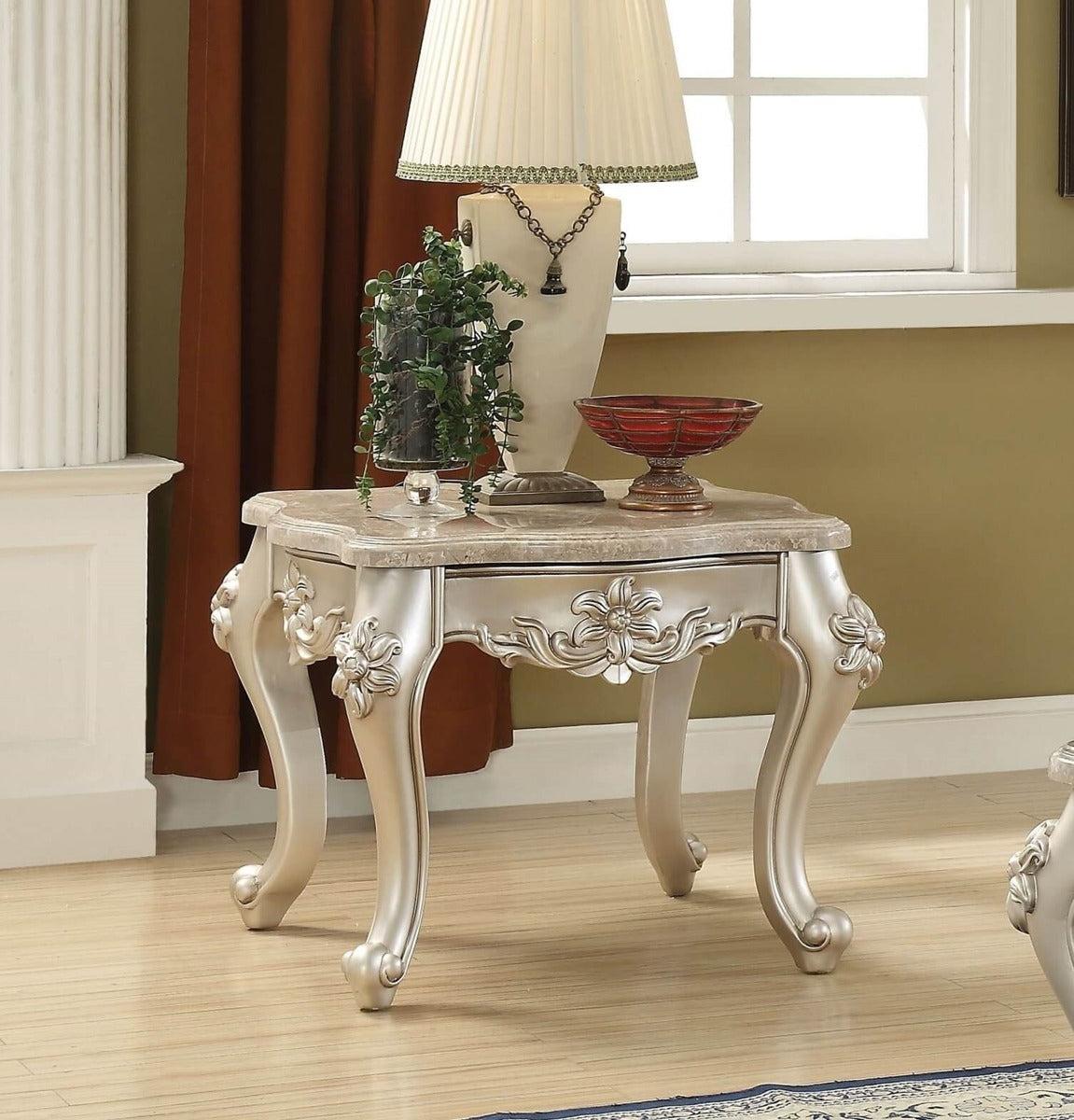 Acme Furniture Ranita End Table with Marble Top in Champagne 81042 - Ideal Furniture (Fresno,CA)