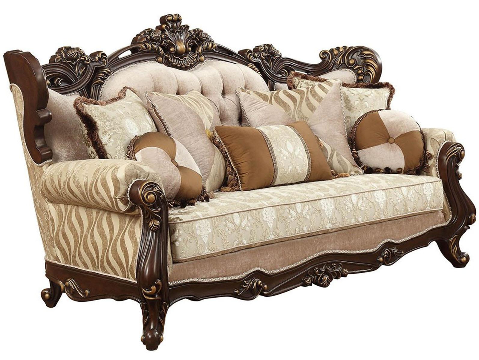 Acme Furniture Shalisa Sofa with 7 Pillows in Walnut 51050 - Ideal Furniture (Fresno,CA)