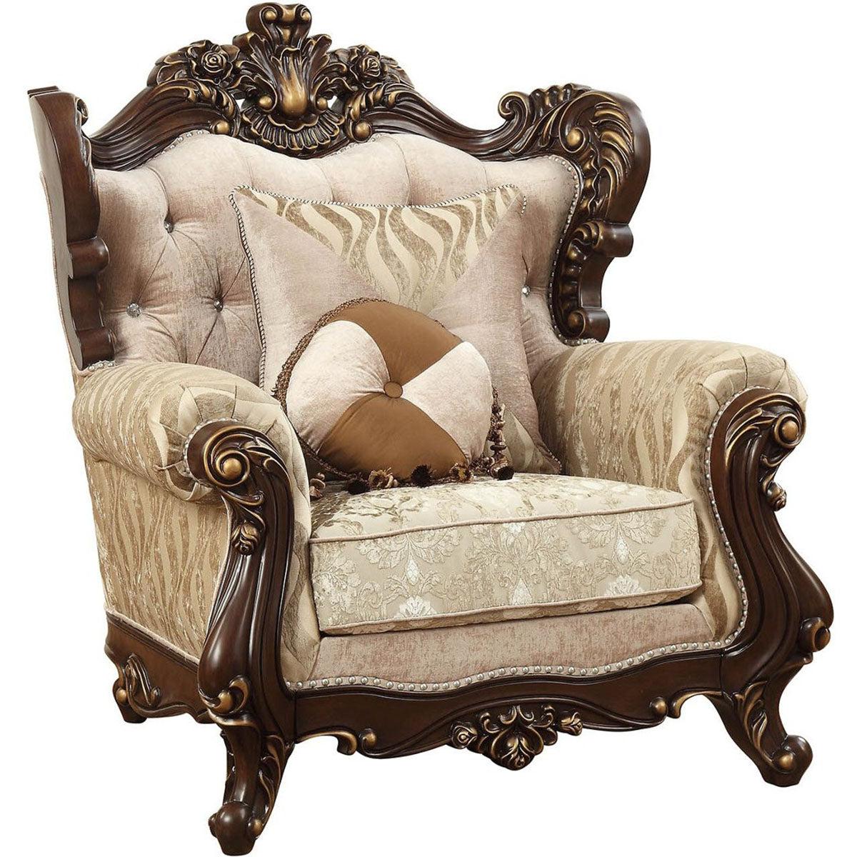 Acme Furniture Shalisa Chair with 2 Pillows in Walnut 51052 - Ideal Furniture (Fresno,CA)