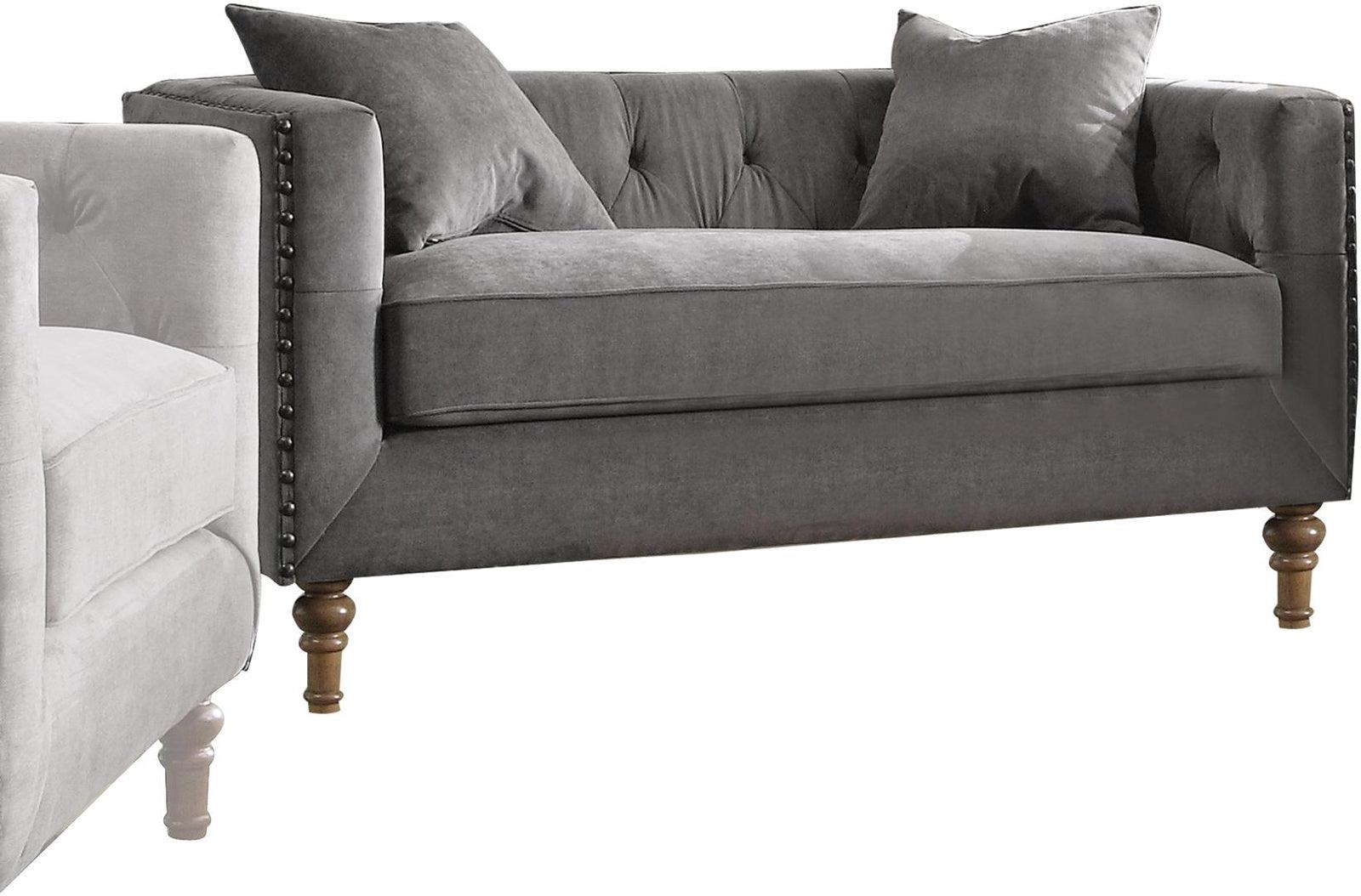 Acme Furniture Sidonia Loveseat in Gray Velvet 53581 - Ideal Furniture (Fresno,CA)