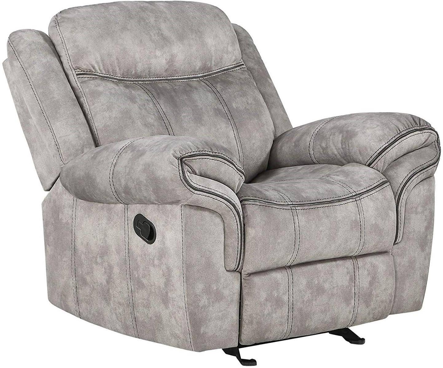 Acme Furniture Zubaida Motion Glider Recliner in 2-Tone Gray Velvet 55027 - Ideal Furniture (Fresno,CA)