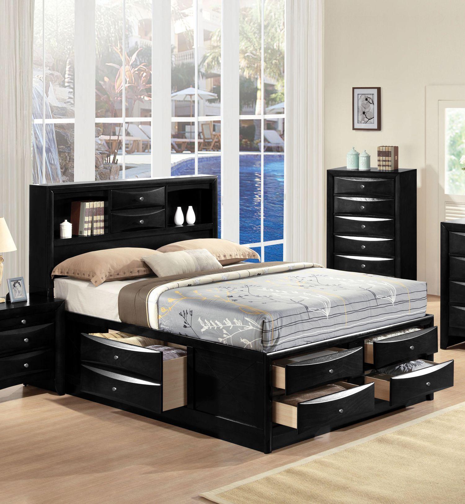 Acme Ireland King Storage Bed in Black 21606EK - Ideal Furniture (Fresno,CA)