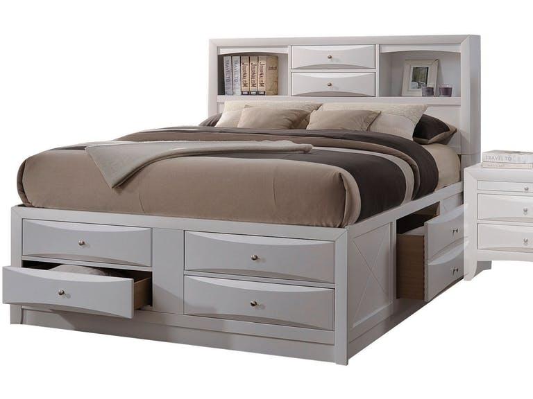 Acme Ireland King Storage Bed in White 21696EK - Ideal Furniture (Fresno,CA)