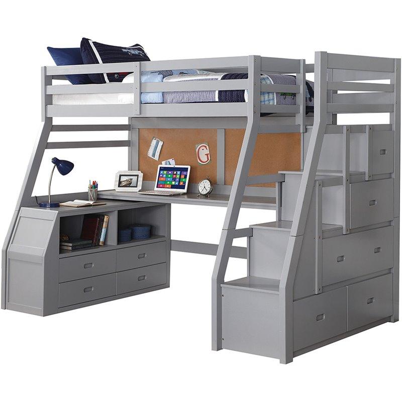 Acme Jason II Twin Loft Bed & Ladder in Gray 37445 - Ideal Furniture (Fresno,CA)