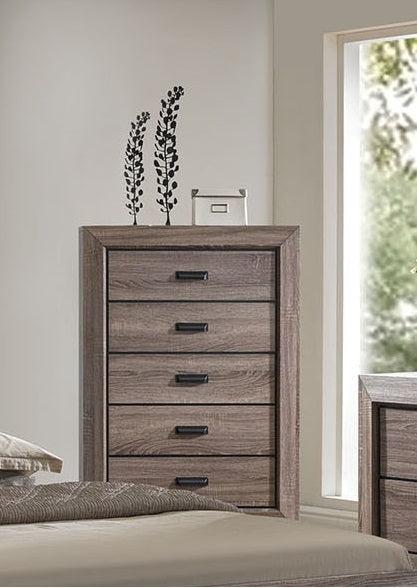 Acme Lyndon 5-Drawer Chest in Weathered Gray Grain 26026 - Ideal Furniture (Fresno,CA)