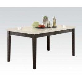 Acme Nolan Rectangular Dining Table in White Marble/Weathered Black 72850 - Ideal Furniture (Fresno,CA)