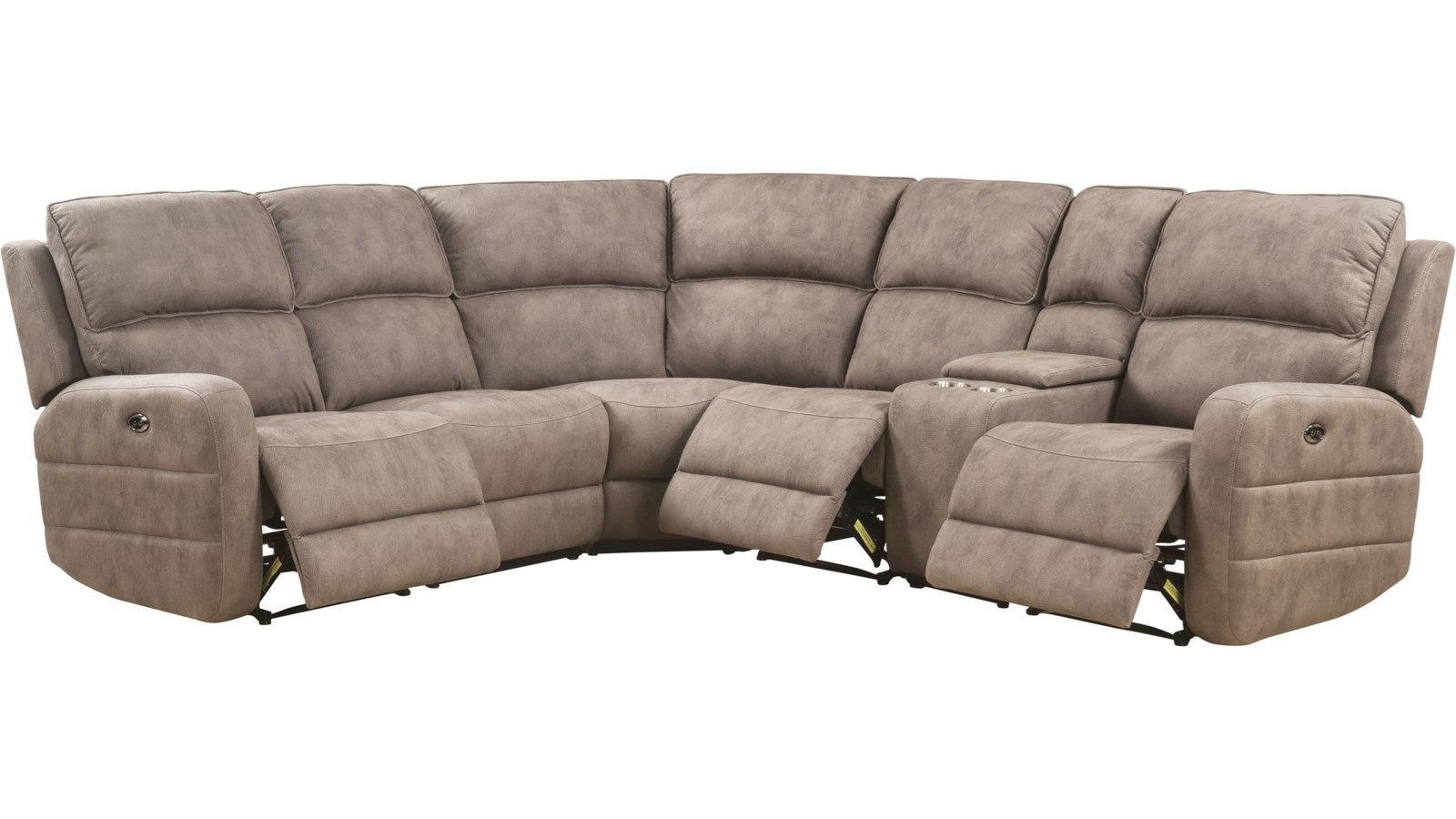 Acme Olwen Power Motion Sectional Sofa in Mocha Nubuck 54590 - Ideal Furniture (Fresno,CA)
