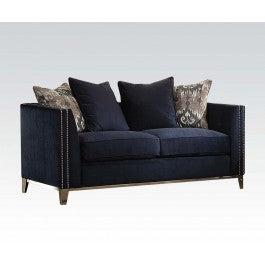 Acme Phaedra Loveseat with 4 Pillows in Blue Fabric 52831 - Ideal Furniture (Fresno,CA)