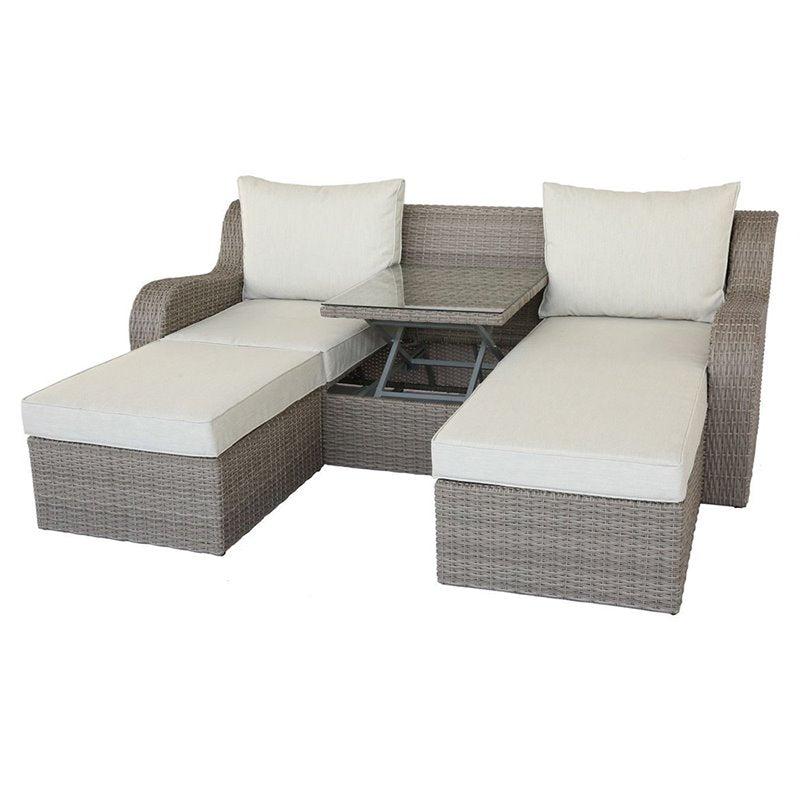 Acme Salena Sofa Bed with Coffee Table in Beige/Gray 45010 - Ideal Furniture (Fresno,CA)