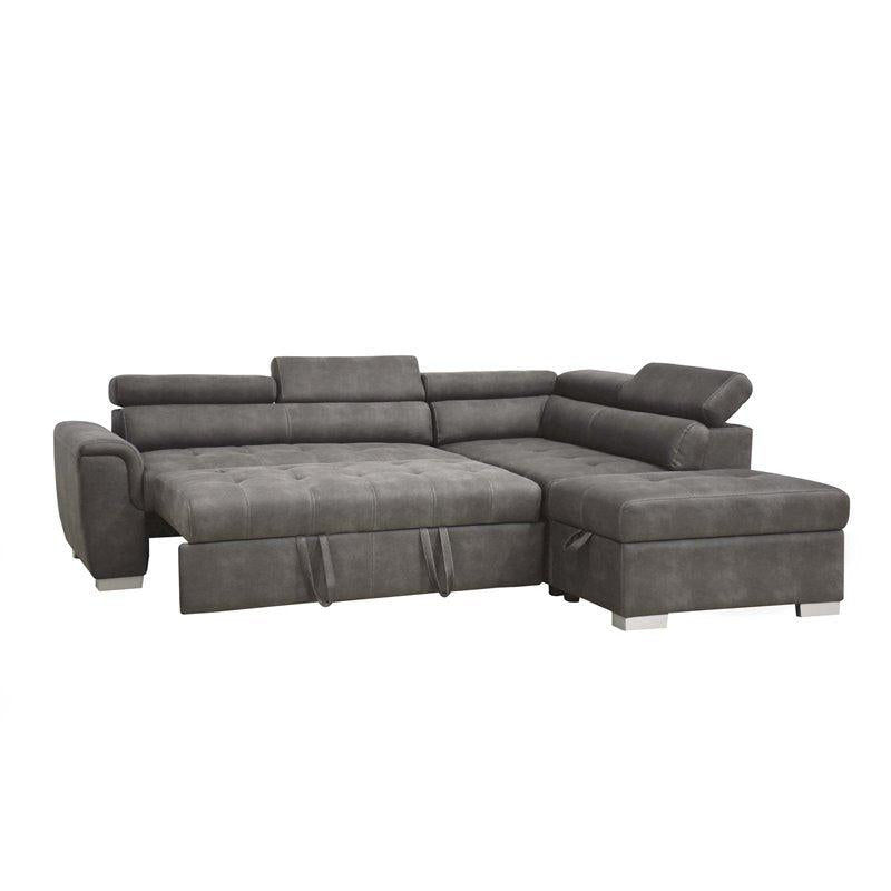 Acme Thelma Sectional Sofa w/ Sleeper & Ottoman in Gray 50275 - Ideal Furniture (Fresno,CA)