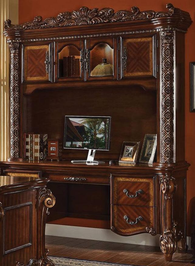 Acme Vendome Bookcase with Intricate Carving Design in Cherry 92128 - Ideal Furniture (Fresno,CA)