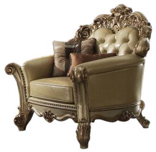 Acme Vendome Chair w/ 2 Pillows in Gold Patina 53002 - Ideal Furniture (Fresno,CA)
