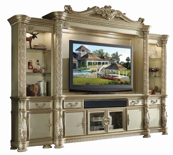 Acme Vendome Entertainment Center in Gold Patina 91310 - Ideal Furniture (Fresno,CA)