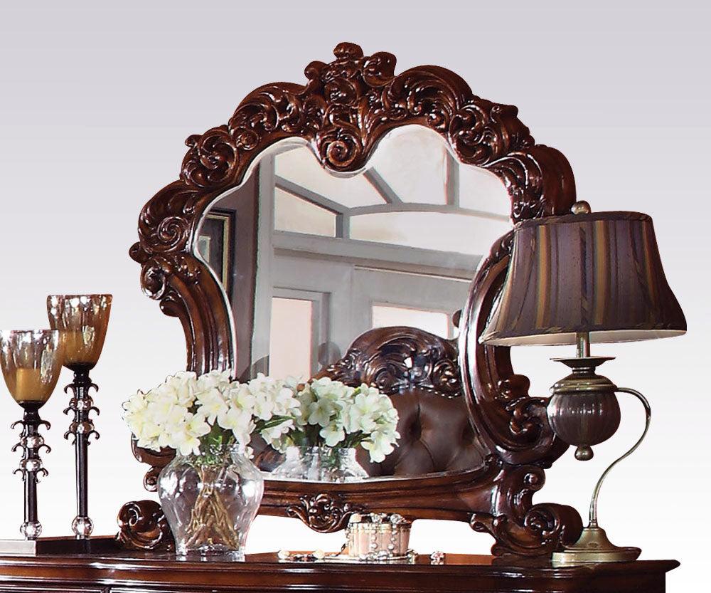 Acme Vendome Landscape Mirror with Intricate Details in Cherry 22004 - Ideal Furniture (Fresno,CA)