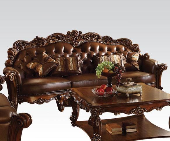 Acme Vendome Oversized Sofa with 4 Pillows in Cherry 52000 - Ideal Furniture (Fresno,CA)