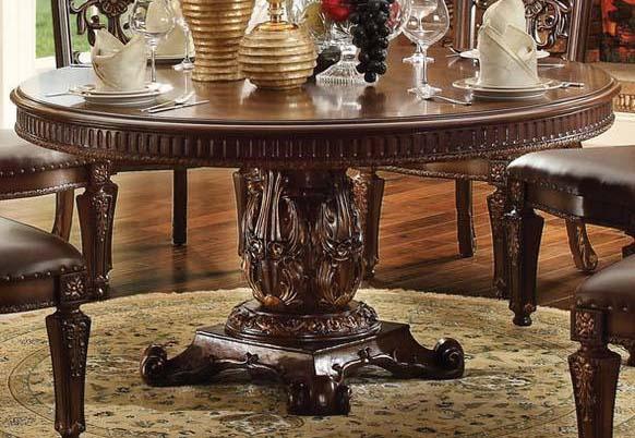 Acme Vendome Single Pedestal Round Dining Table with 60"D Table Top in Cherry 62015 - Ideal Furniture (Fresno,CA)