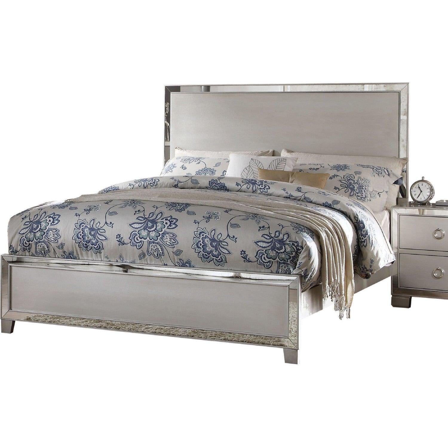 Acme Voeville King Panel Bed in Platinum 24837EK - Ideal Furniture (Fresno,CA)