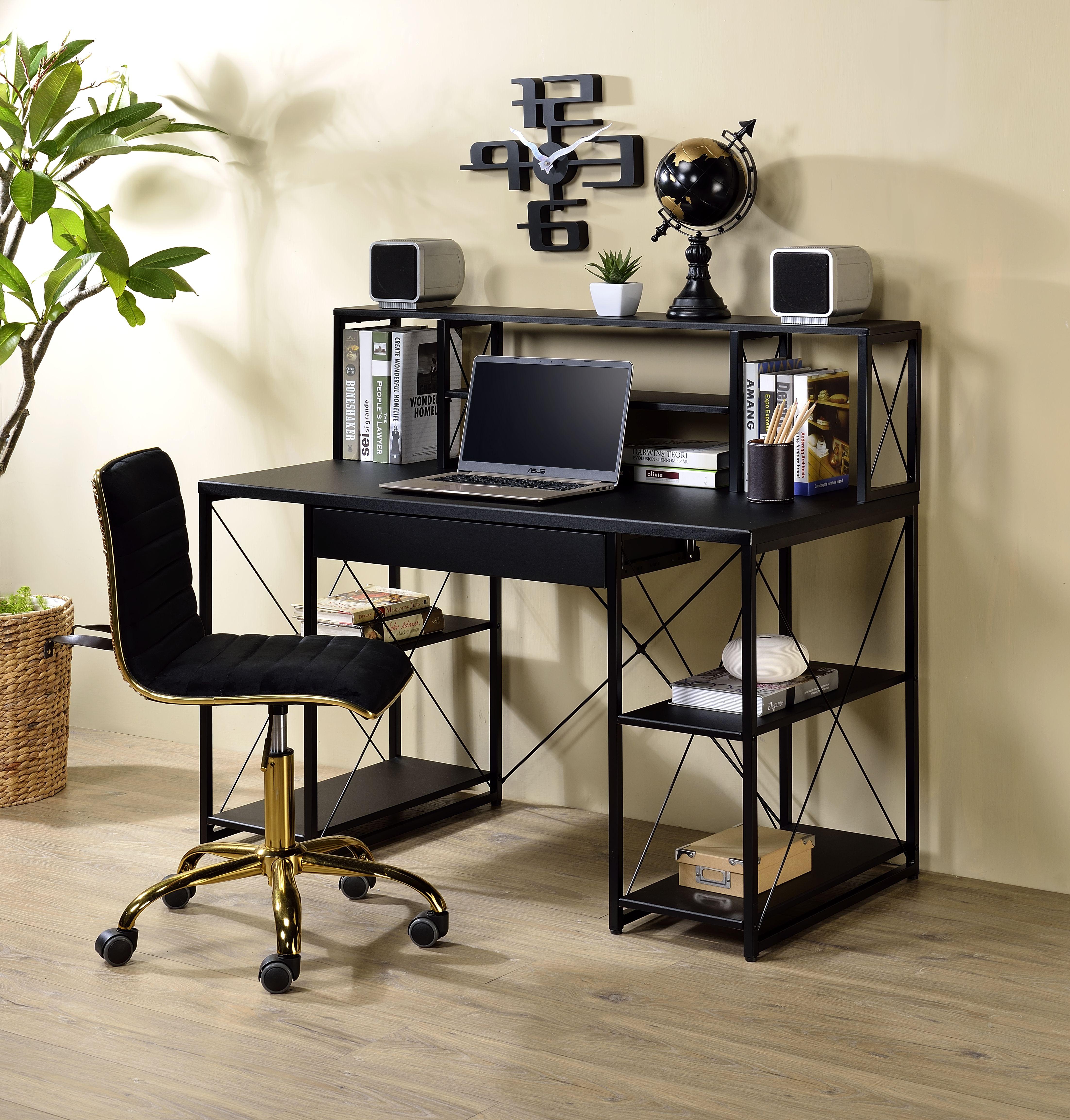 Amiel Black Desk - Ideal Furniture (Fresno,CA)